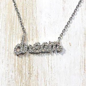 GENUINE CZ & STERLING SILVER 925 "dream" PENDANT NECKLACE 16" +2" EXT LINK CHAIN